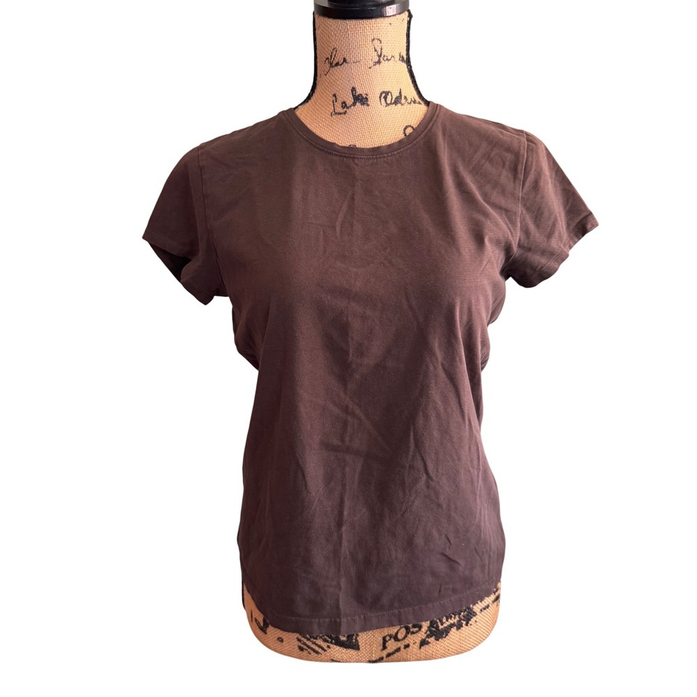 a.n.a A New Approach Brown Short Sleeve Crewneck Basic Tee Shirt Womens Small